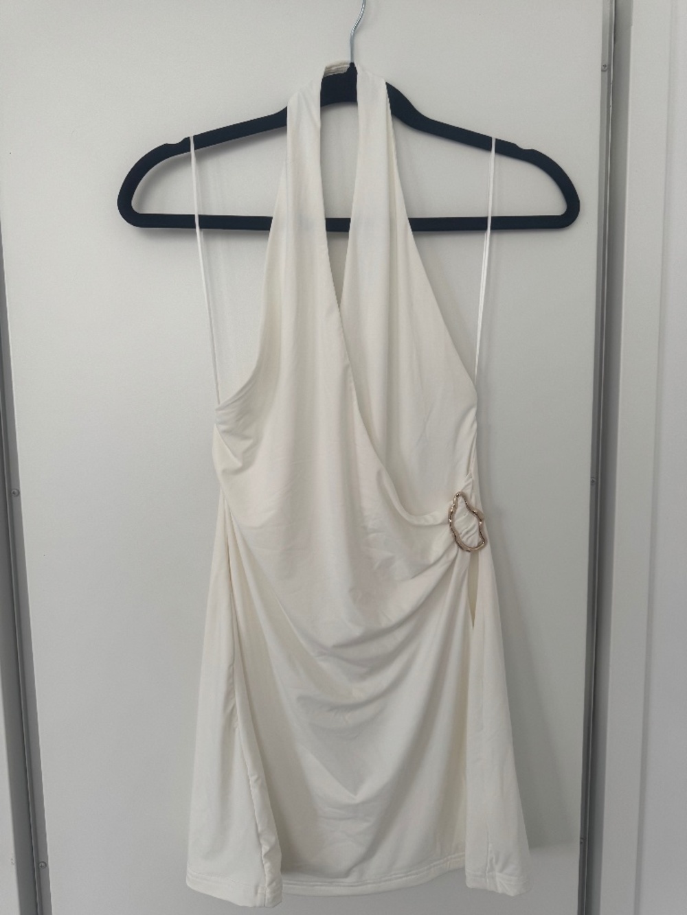 Charcoal clothing white wrap mini dress